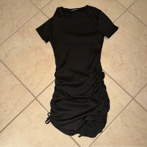 SHEIN Black Ruched Mini Dress